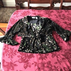 2 piece Silk,  Rayon, Metallic top. Tank/jacket